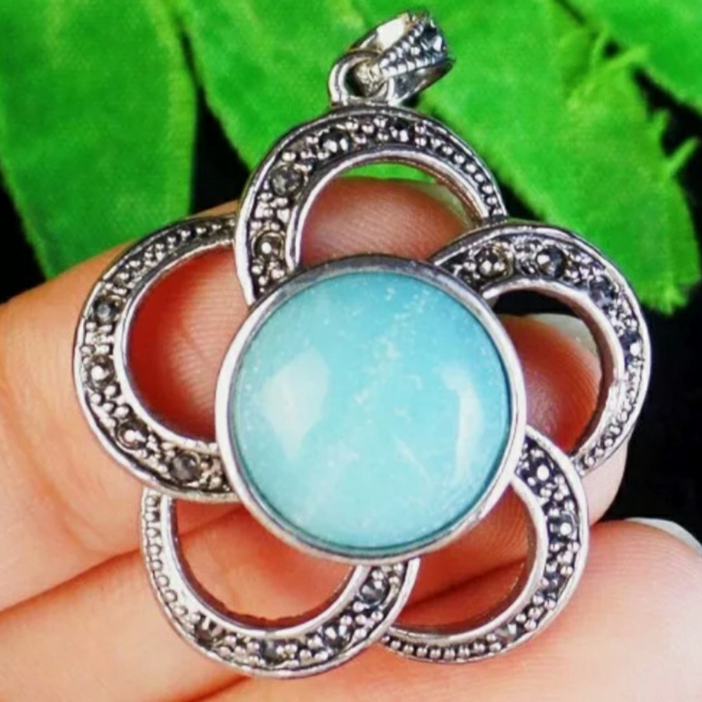 Amazonite Flower Pendant